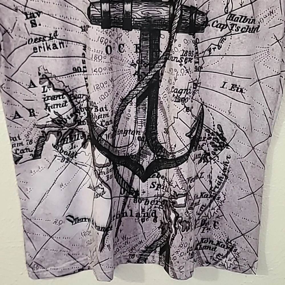 Nautical Voyage Anchor Script Mens Graphic T Shirt Dry Fit Grey Size 2XL - Picture 7 of 16